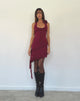 Image of Margaret Ruffle Mini Dress in Plum Chiffon with Rosette