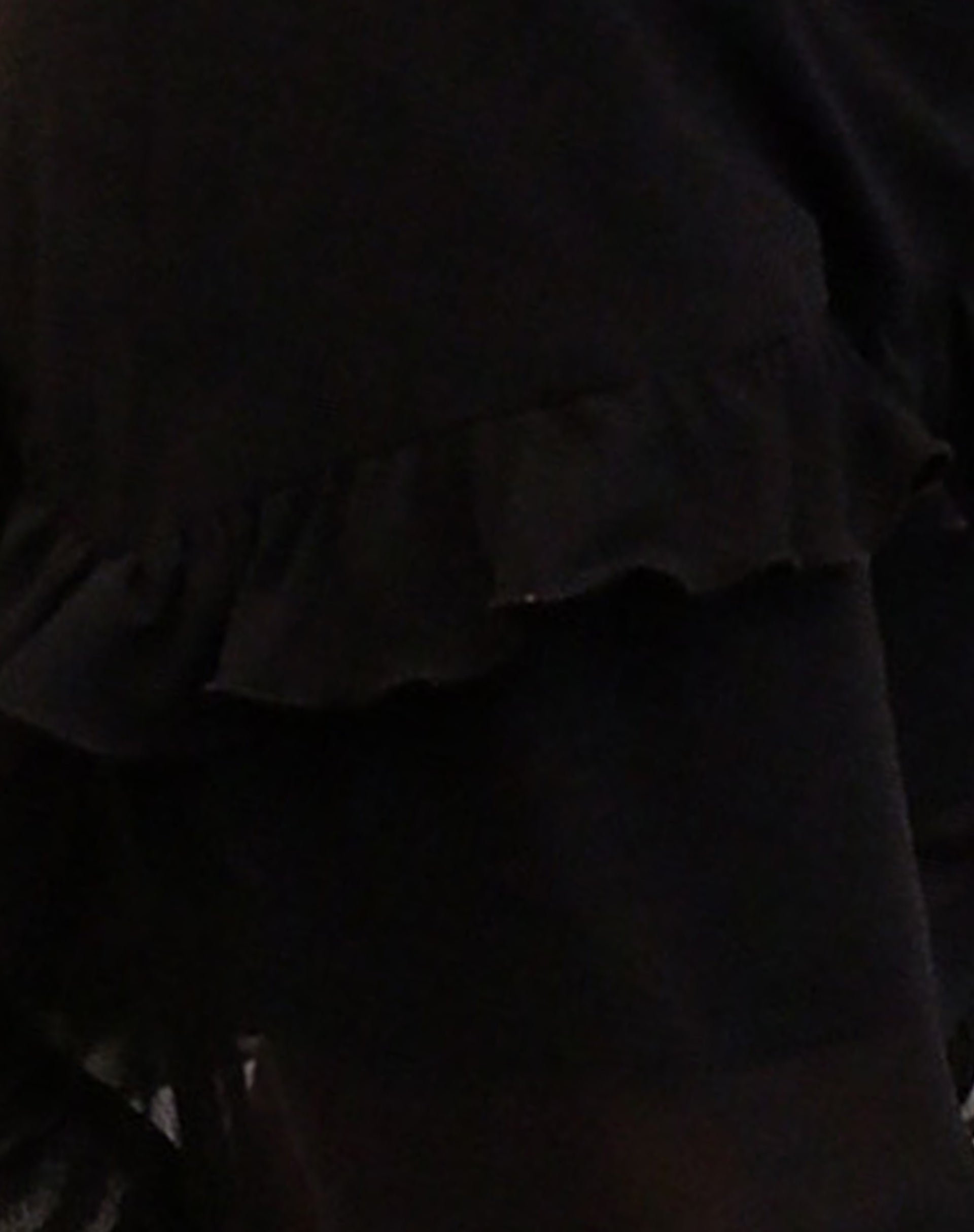 Black Chiffon with Rosette Mini Ruffle Dress