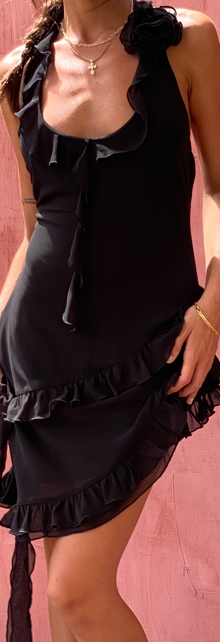 Chiffon Ruffle Mini Dress