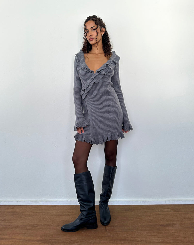 Dark Grey Mini Dress | Marianna – motelrocks-com-us