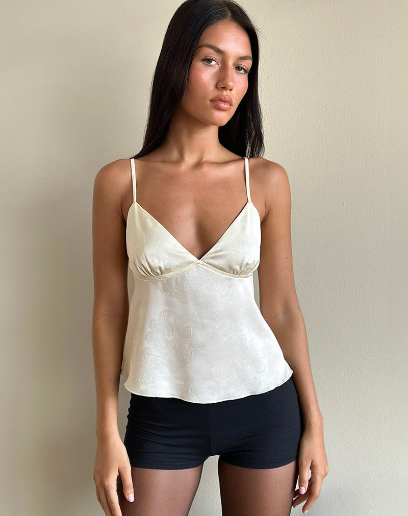 Marinda Top in Satin Jacquard Burgundy main image 0