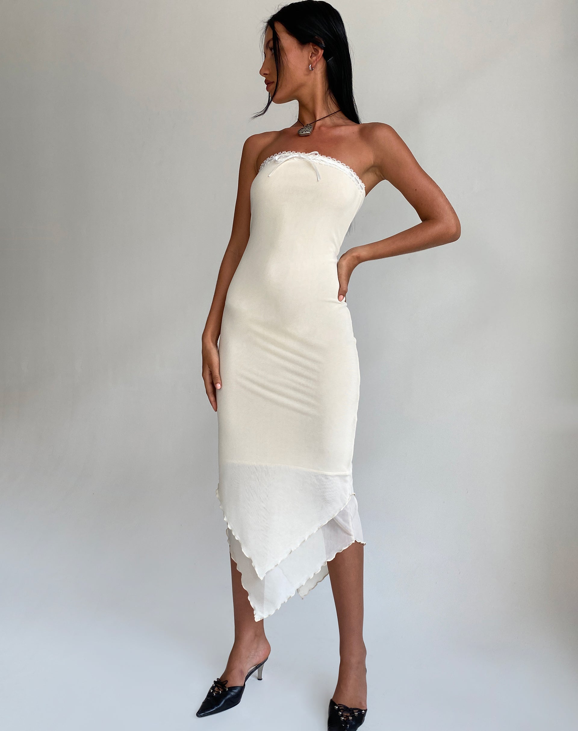 Cream Mesh Bandeau Maxi Dress | Marve motelrocks-com-us Cream Mesh Bandeau Maxi Dress | Marve motelrocks-com-us