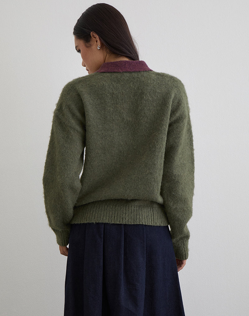 Image of Marvina Jumper in Knit Green with Yellow Stripe