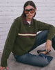 Image of Marvina Jumper in Knit Green with Yellow Stripe