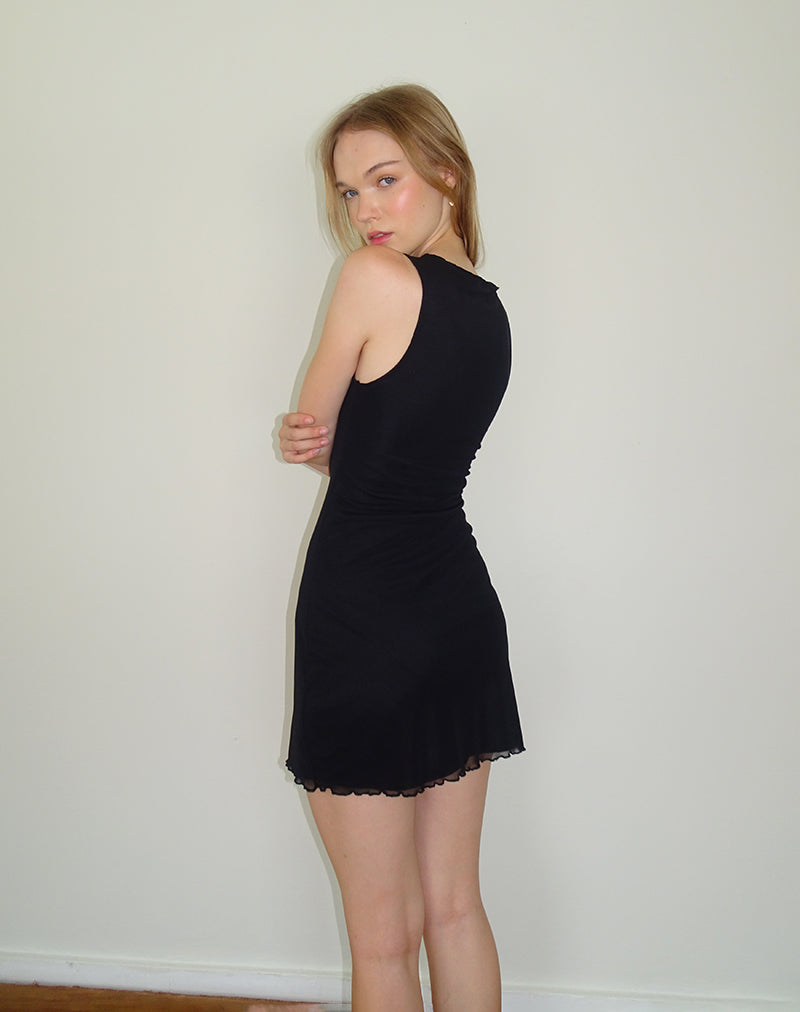 Image of Masita Asymmetric Mini Dress in Black