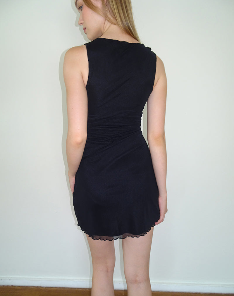 Image of Masita Asymmetric Mini Dress in Black