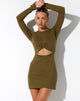 image of Matilda Bodycon Dress in Lycra Dark Olive