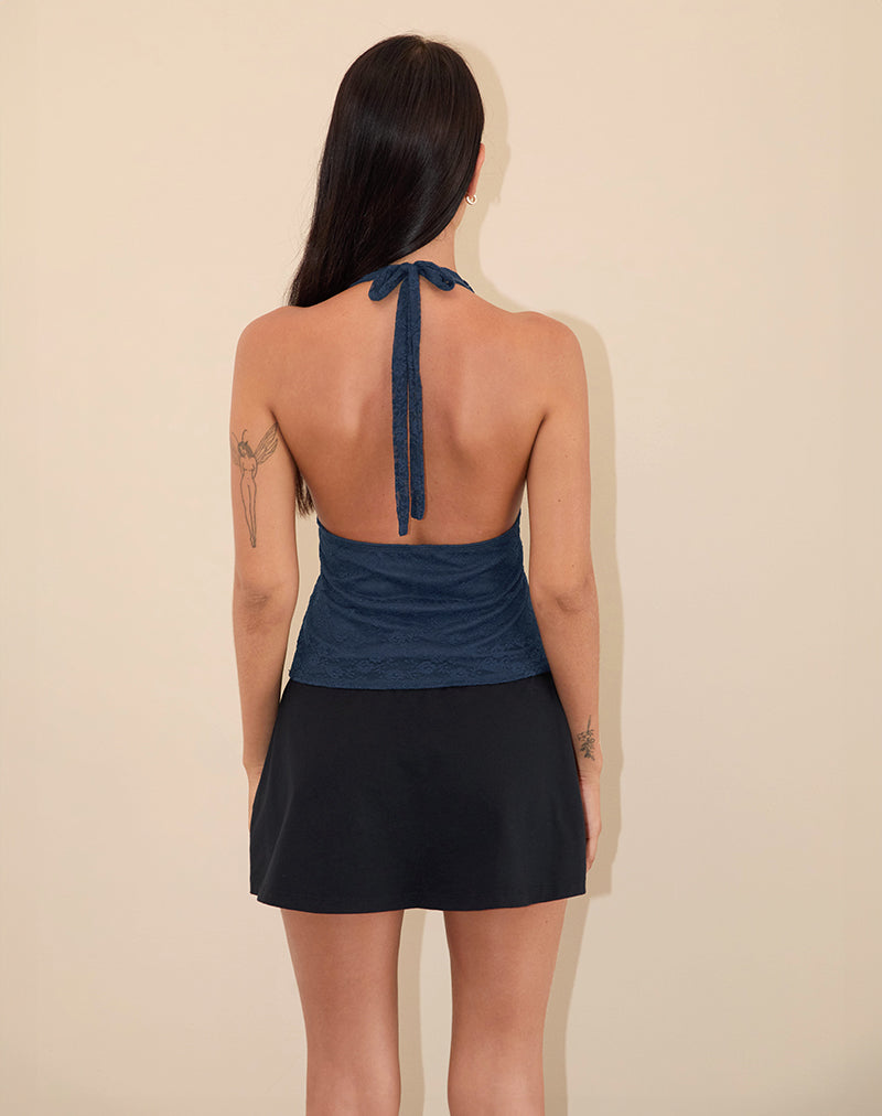 Image of Matua Halter Top in Clover Lace Navy