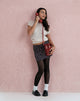 Image of Maula Mini Skirt in Black Satin Scattered with Pink Polka