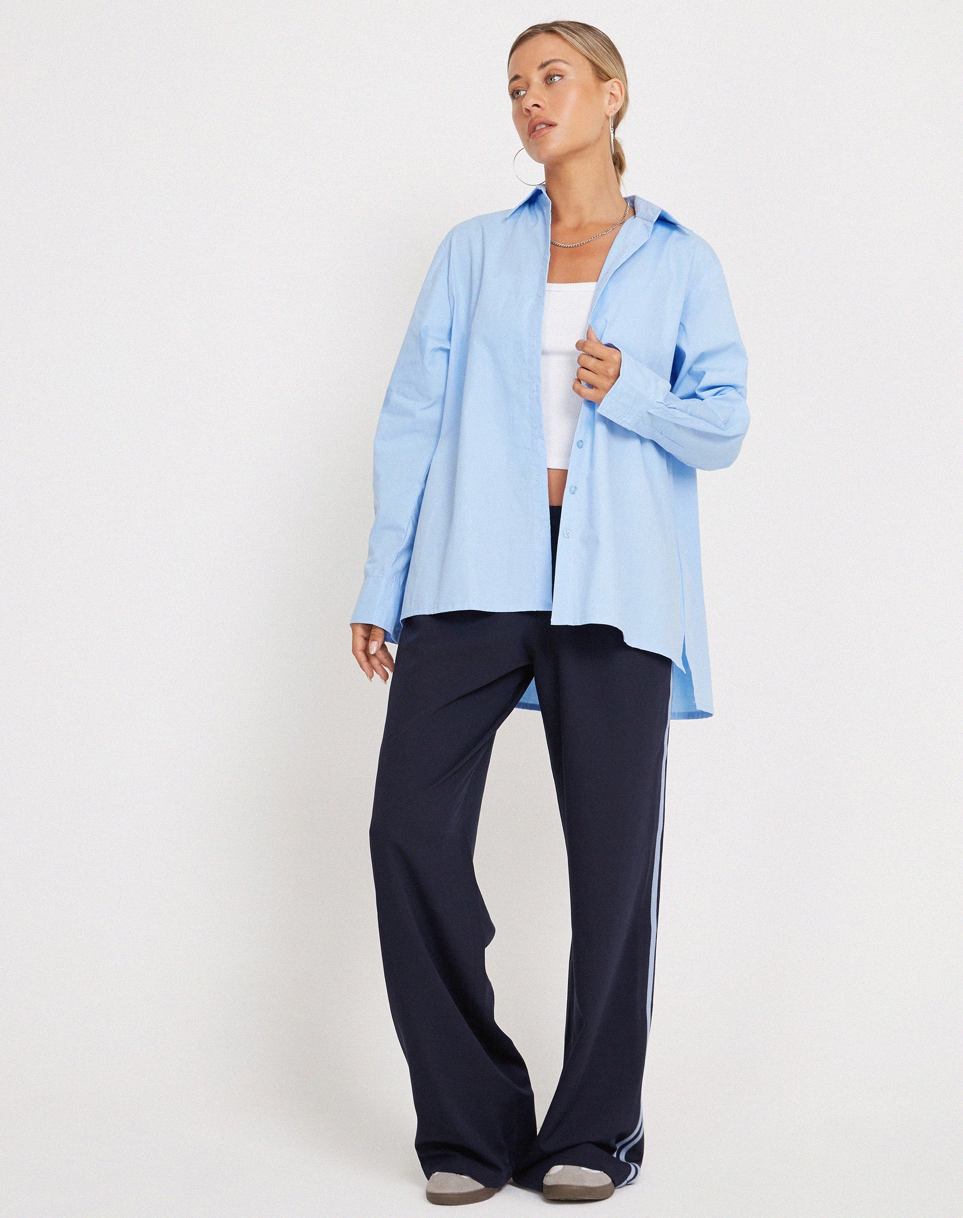 Image of Mavis Button Up Shirt in Poplin Sky Blue