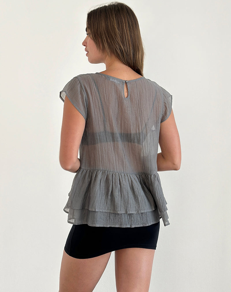 Grey Chiffon Peplum Top | Mayumi – motelrocks-com-us