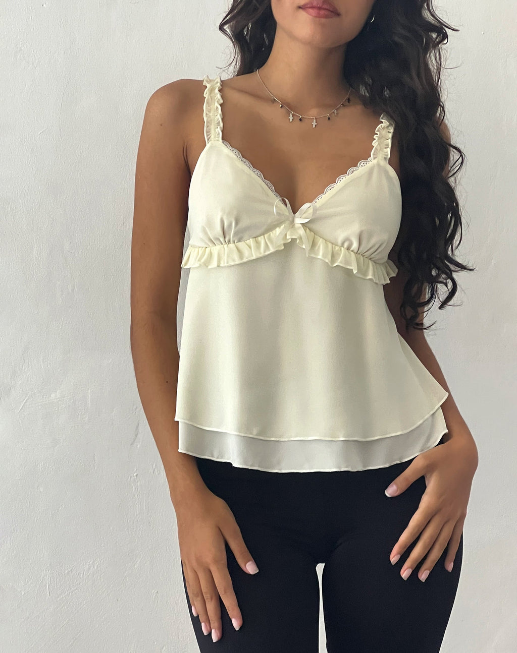 Olympia French Lace Camisole Tank Top Cami in Ivory or Black –
