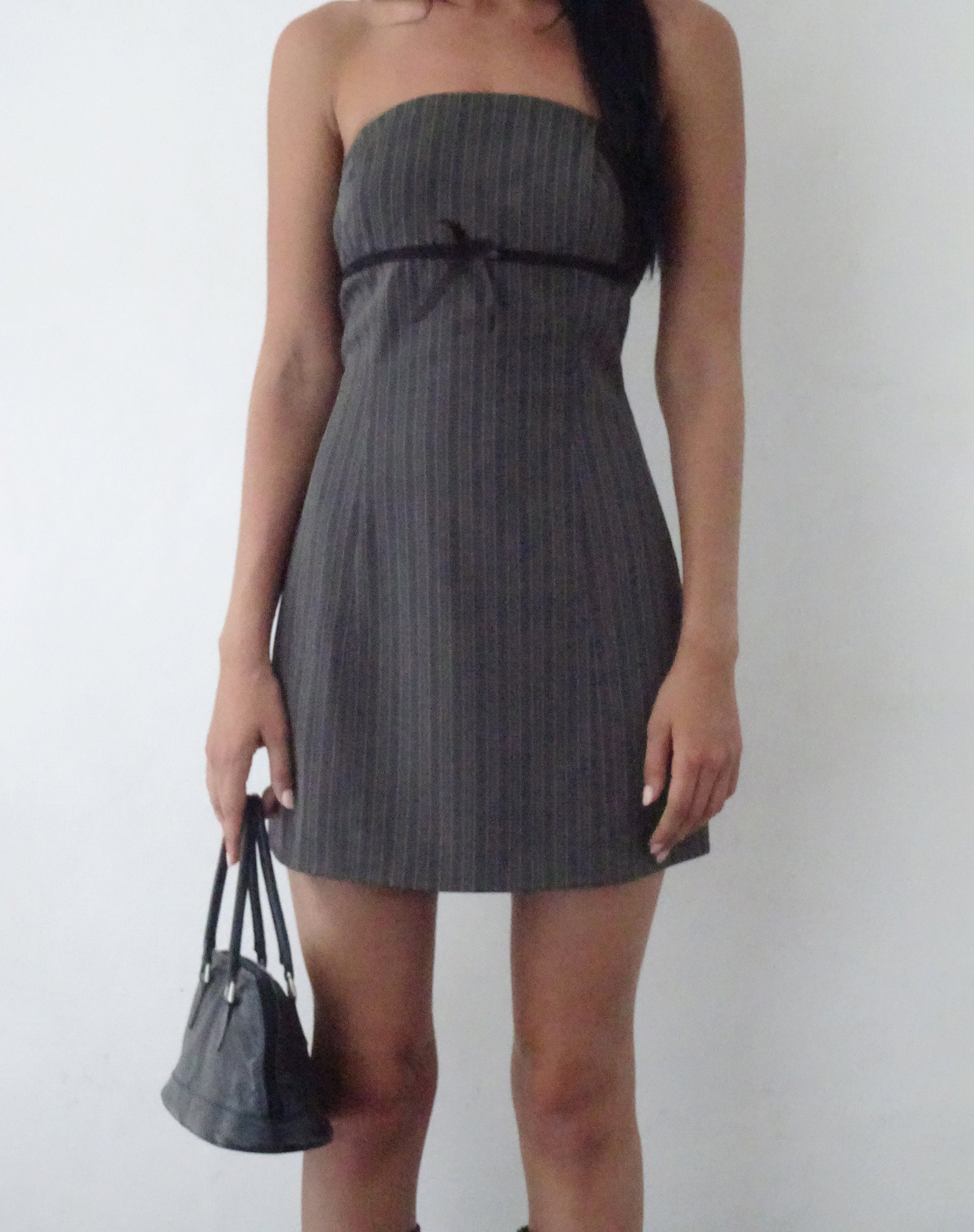 Grey Pinstripe Bandeau Mini Dress | Merila motelrocks-com-us Grey Pinstripe Bandeau Mini Dress | Merila motelrocks-com-us