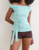 Image of Merlene Off Shoulder Top Tie in Rayon Jersey Aqua