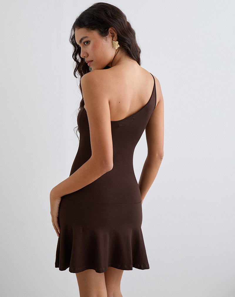 Image of Messac Asymmetric Dress in Rayon Jersey Bitter Chocolate
