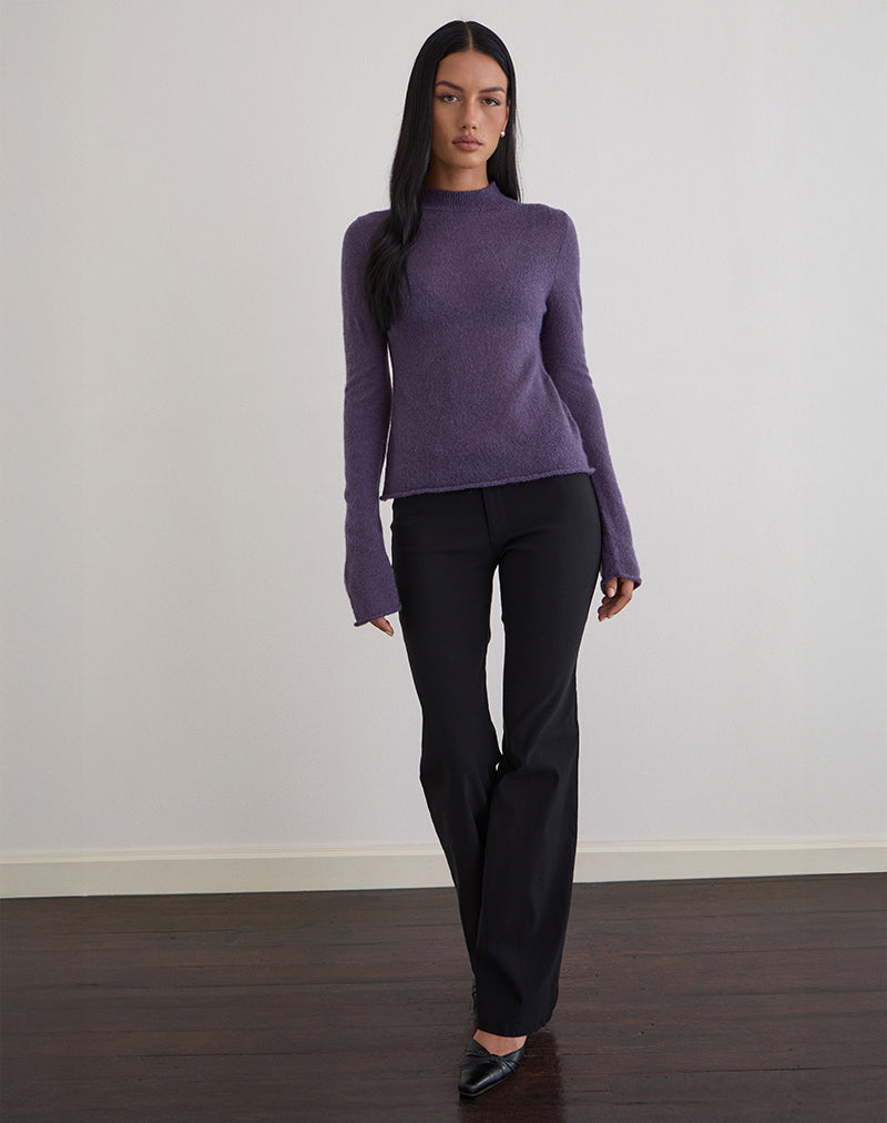 Miku Long Sleeve Top in Sheer Knit Purple