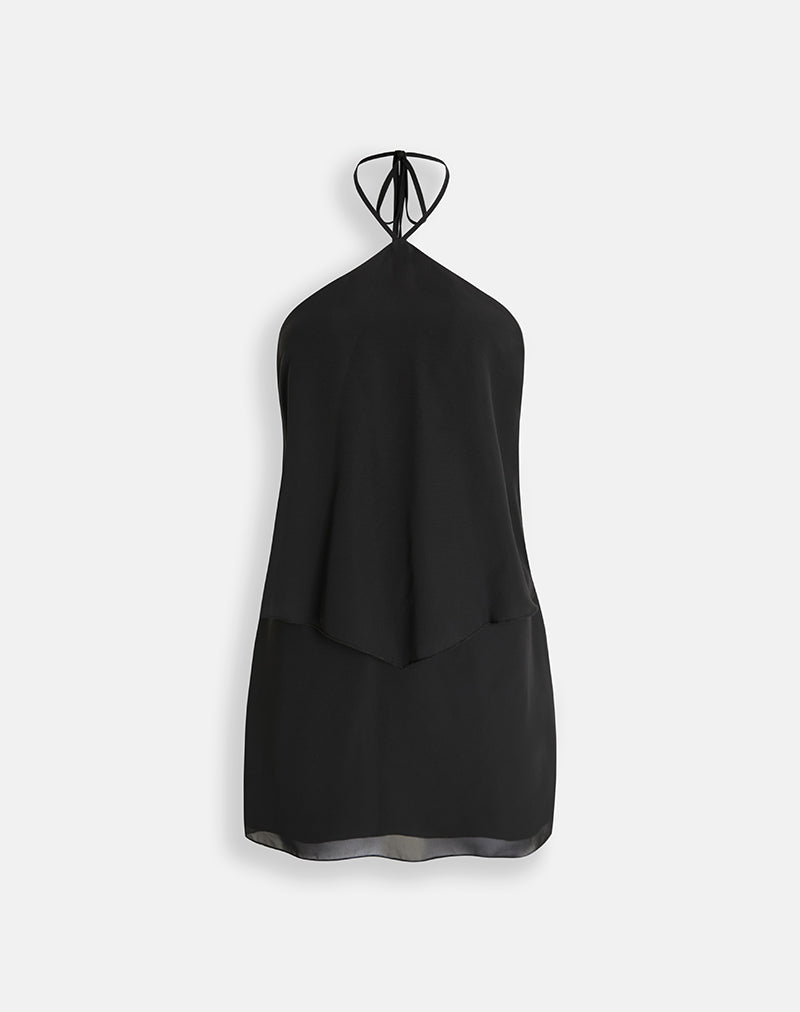 Image of Milaya Mini Dress in Chiffon Black