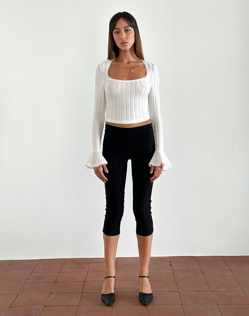 Image of Miley Flute Sleeve Top in Textured Ivory