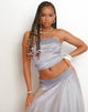 Image of Minae Bandeau Top with Lace Trim in Satin Silver Shimmer