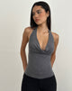 Image of Minova Cowl Neck Top in Cupro Diamante Dark Grey