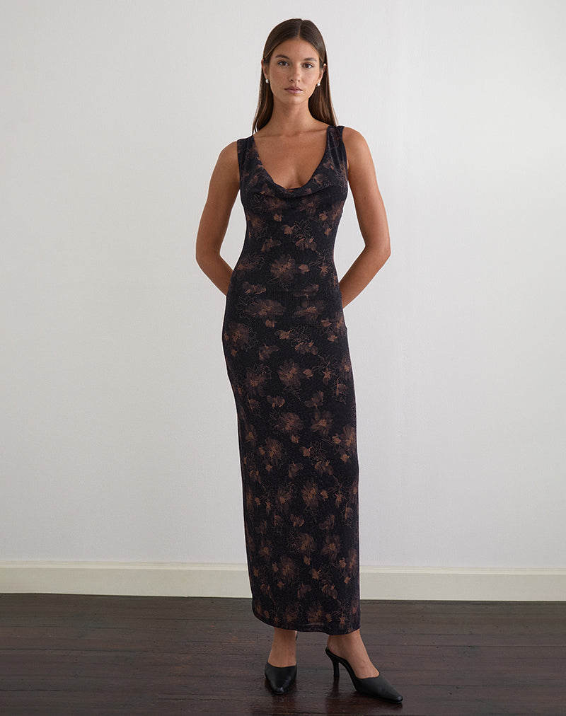 Image of Minso Maxi Dress in Black with Bronze Shimmer
