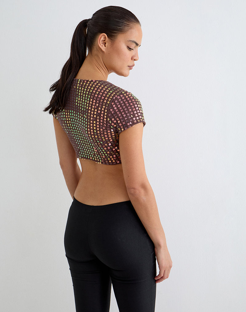 Dark Brown All-Over Sequin Knit Shrug Top | Mirea – motelrocks-com-us