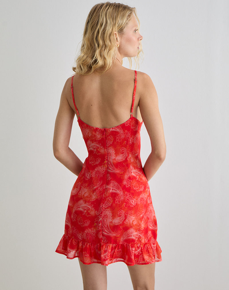 red paisley scarf knit mini dress Red Paisley Scarf Knit Mini Dress Farm Rio