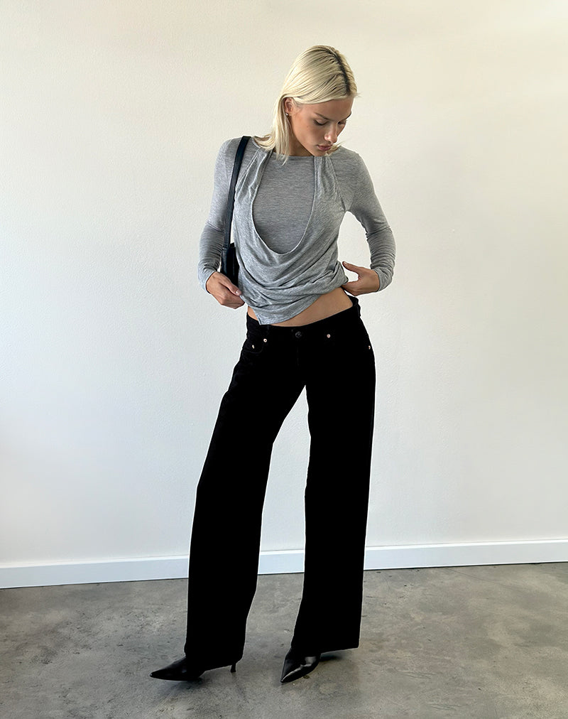 Low Rise Roomy Jeans in Rinse Black