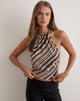 Image of Miruna Halterneck Top in Mixed Stripe Chocolate
