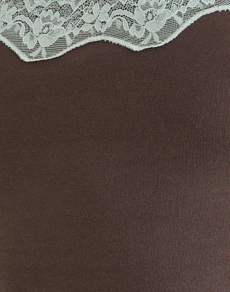 Dark Brown Cami Top with Blue Lace Trim | Mishti – motelrocks-com-us