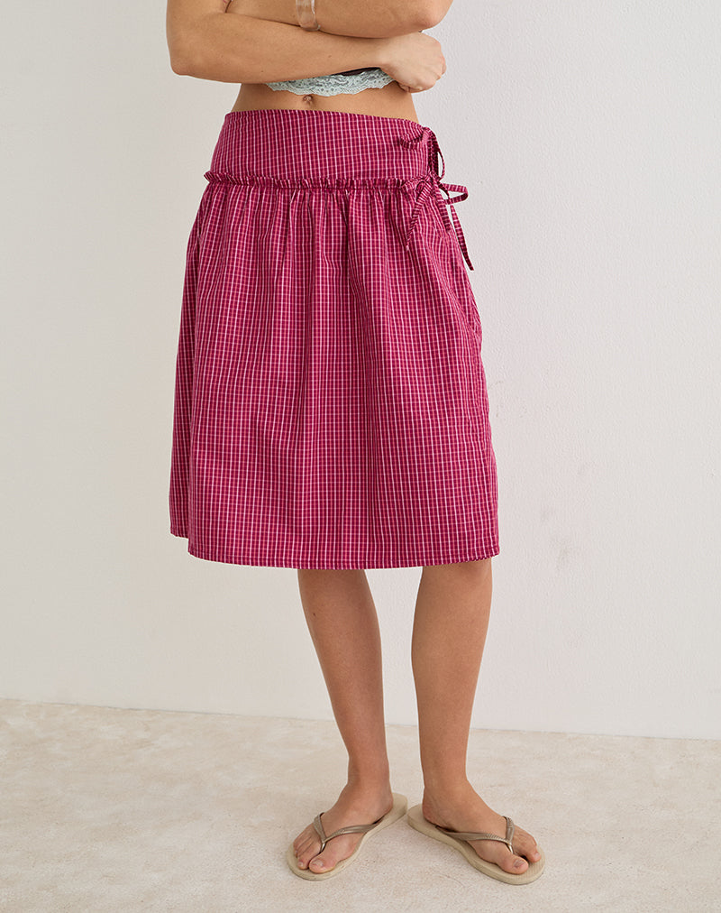Kasma Skirt in Raspberry Shadow Check