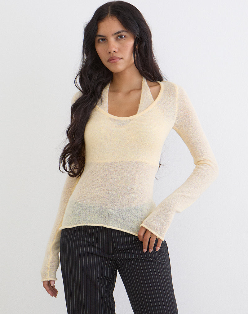 Lemon Sheer Knit Long Sleeve Top | Misora – motelrocks-com-us