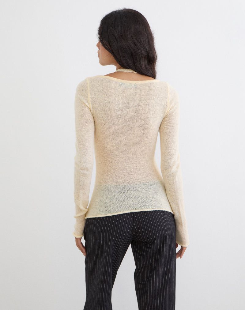 Lemon Sheer Knit Long Sleeve Top | Misora – motelrocks-com-us