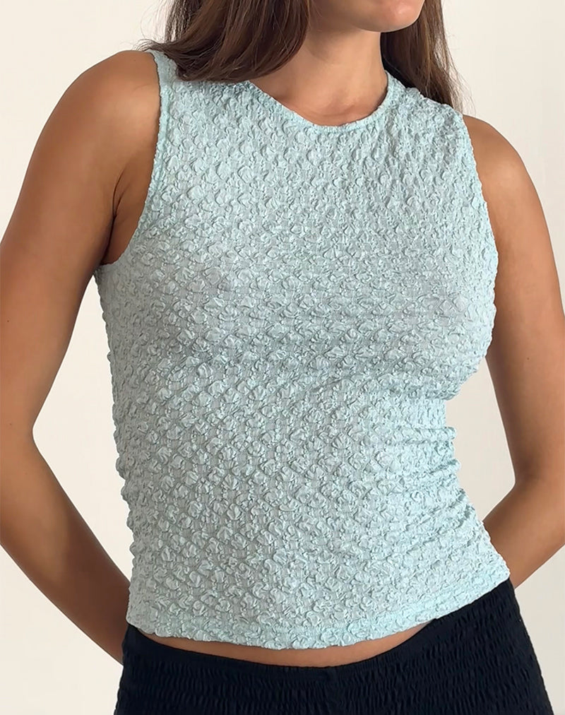 Image of Mohala Top in Bubble Knit Light Blue