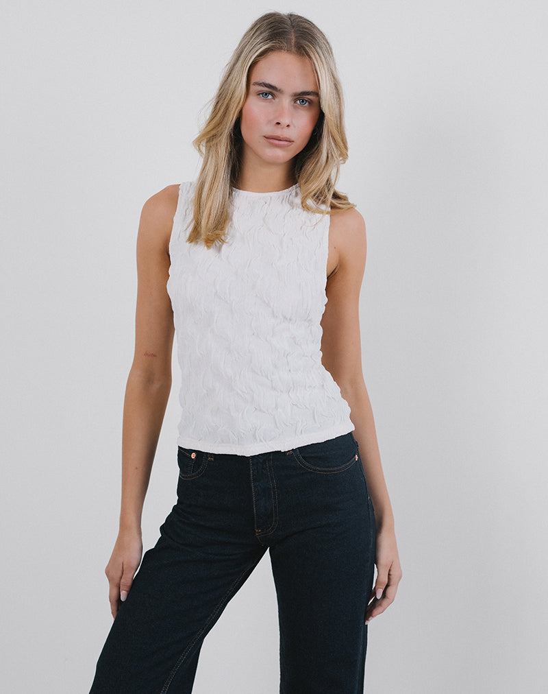 Image of Monelo Vest Top in Textured Mesh White