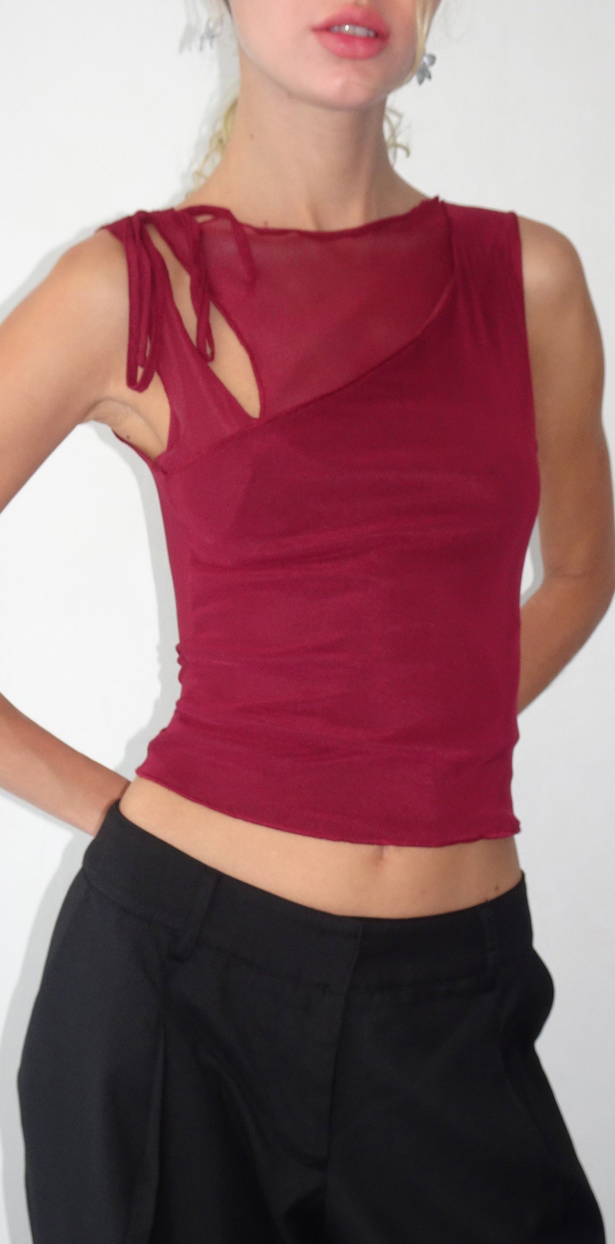 Perse Vest In Maroon