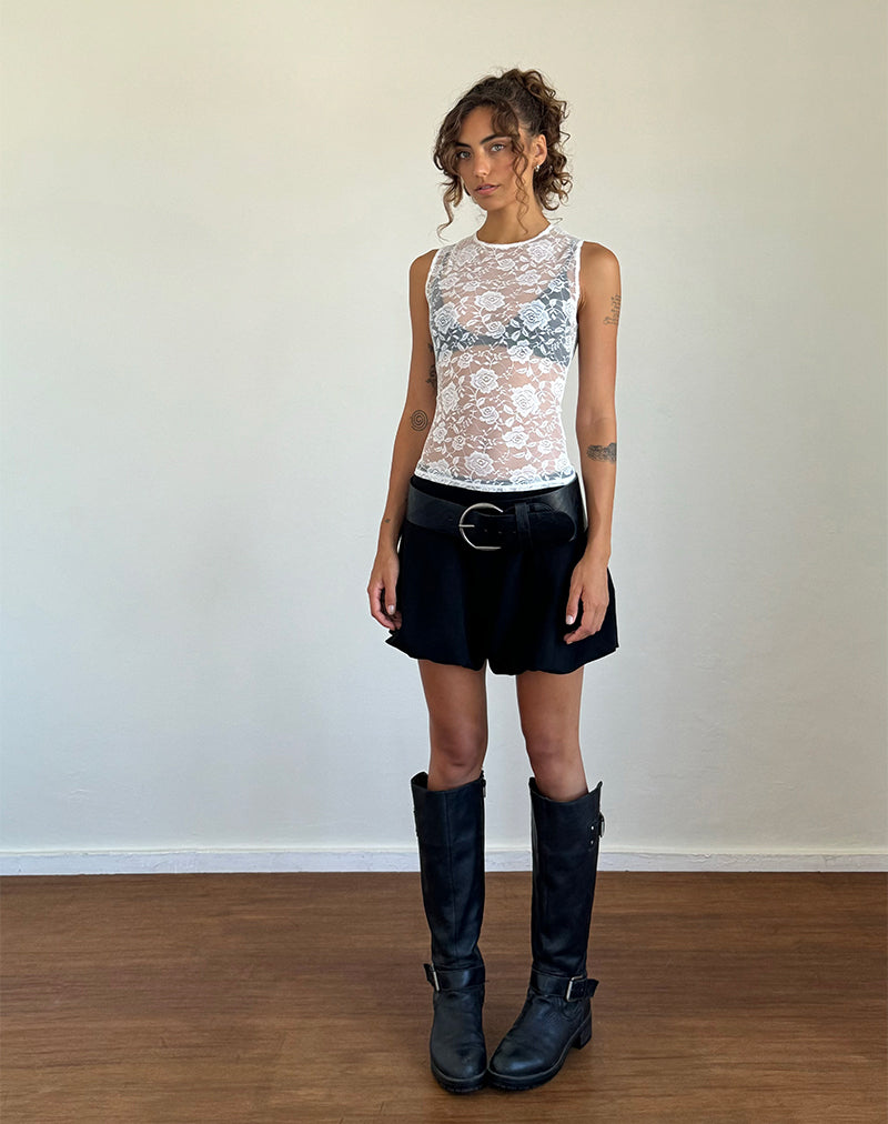 Image of Monlo Unlined Top in Ivory Big Rose Lace