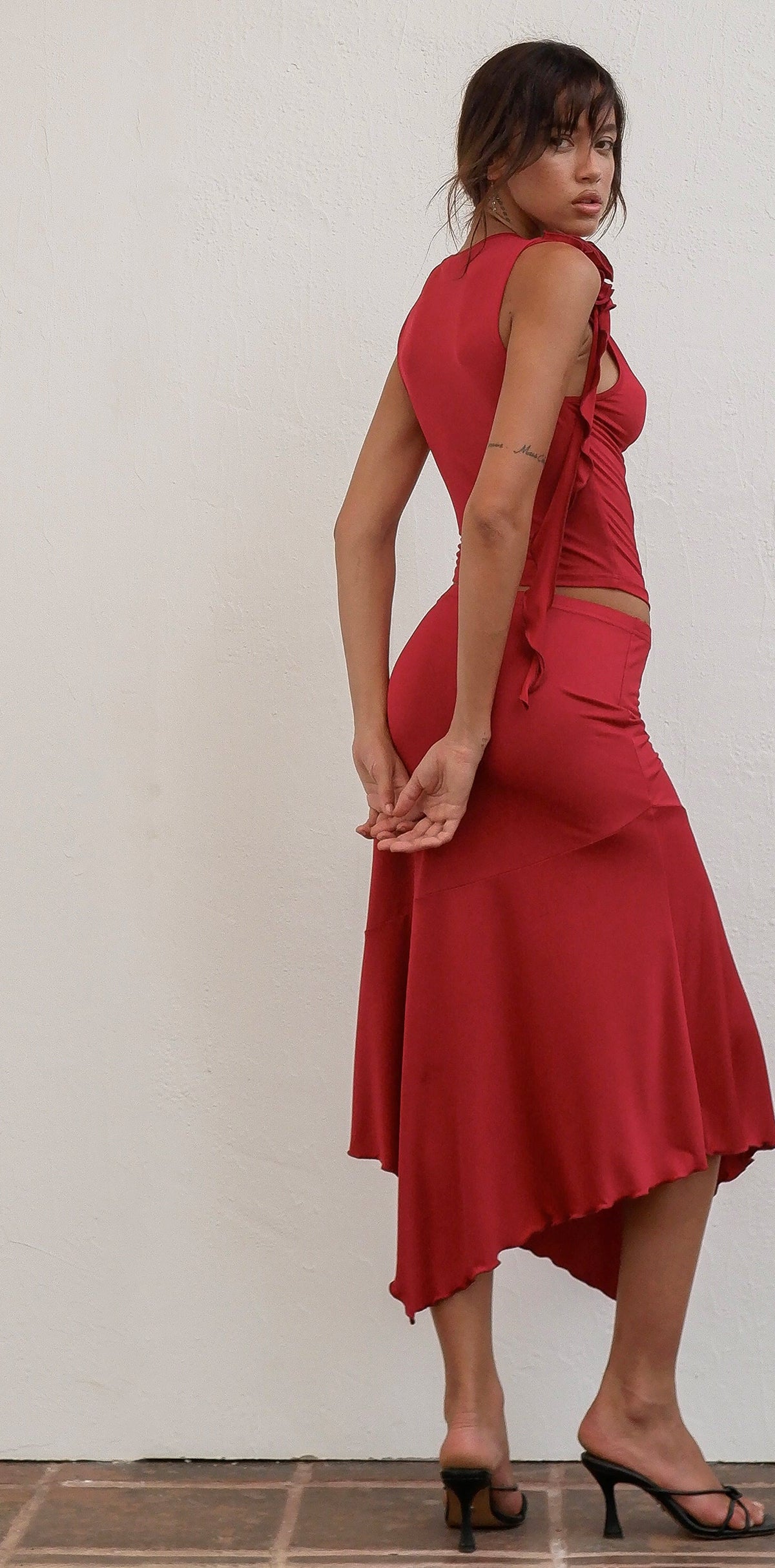 Calia Midi Skirt - Magenta Red Rose
