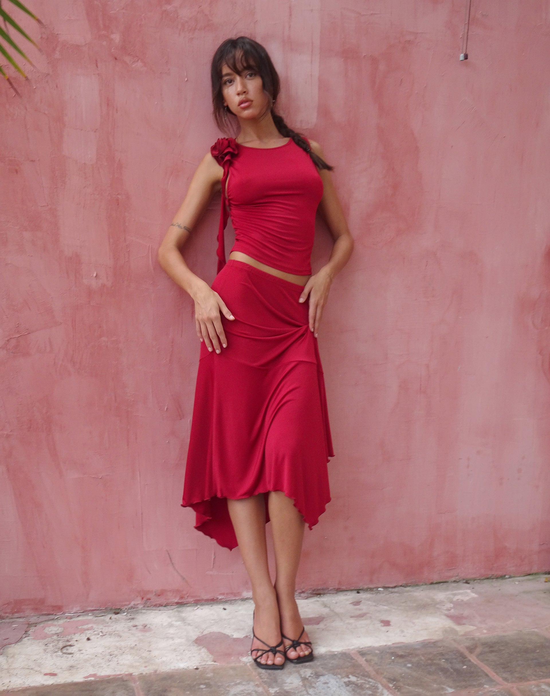 Image of Morena Rosette Top in Red