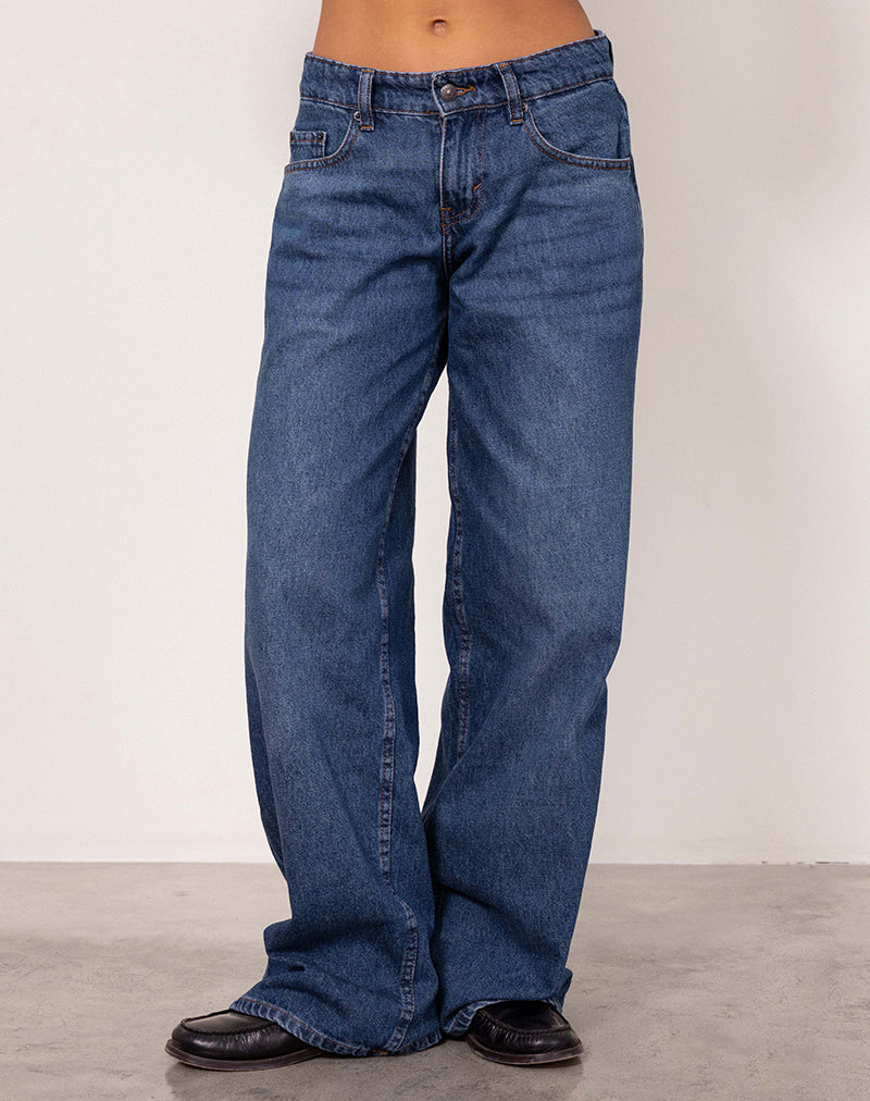 Image of Roomy Extra Wide Low Rise Jeans in Mid Blue Used