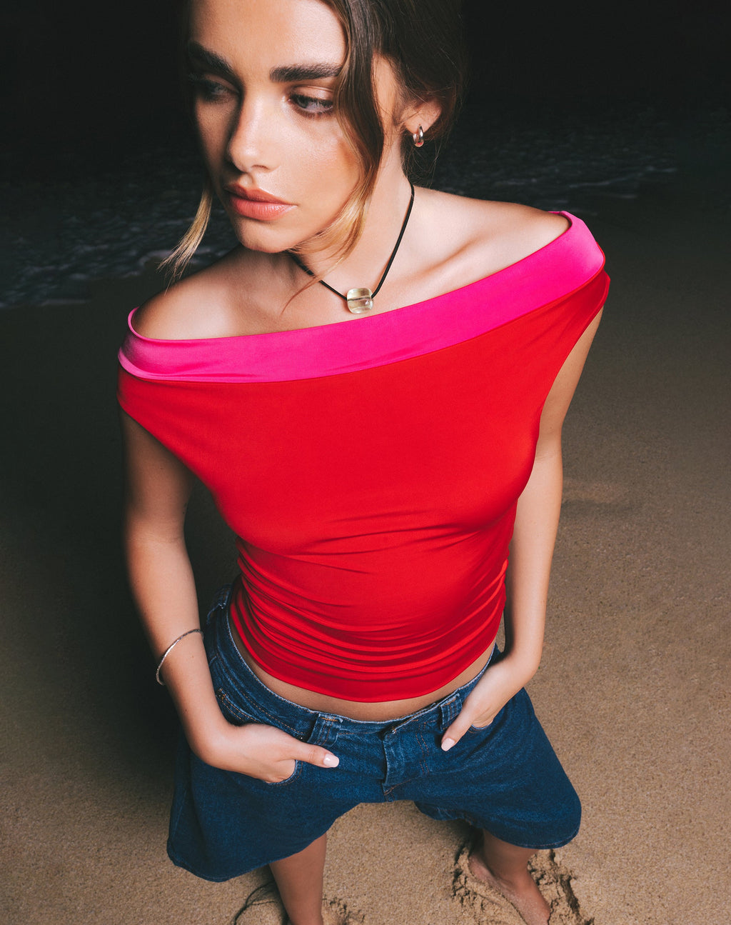 Halle Bardot Top in Red Pink