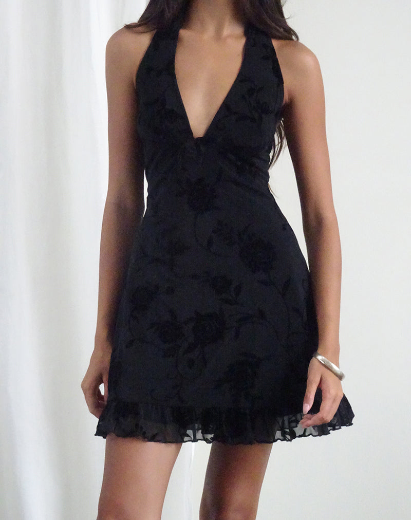 Sassy Style Ruched Knit Halter Skater Dress | Windsor