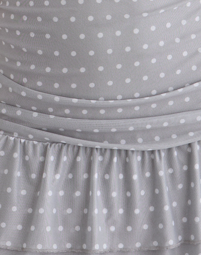grey dress with white polka dots L / Grey Polka Dot