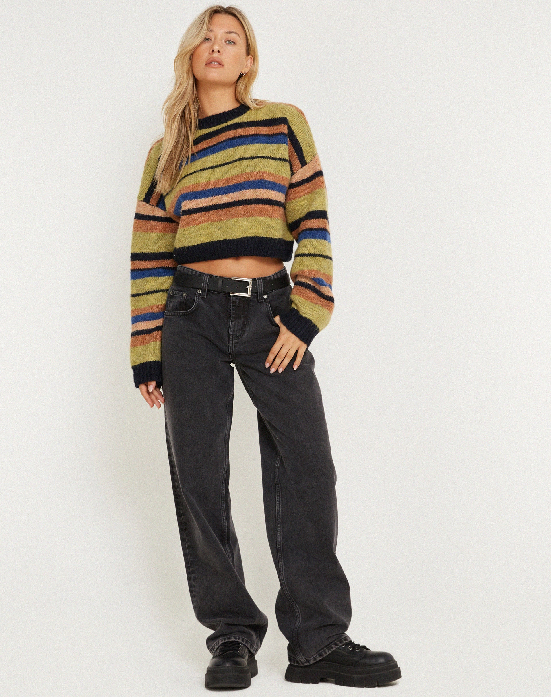 image of Munella Knitted Jumper in Mixed Stripe