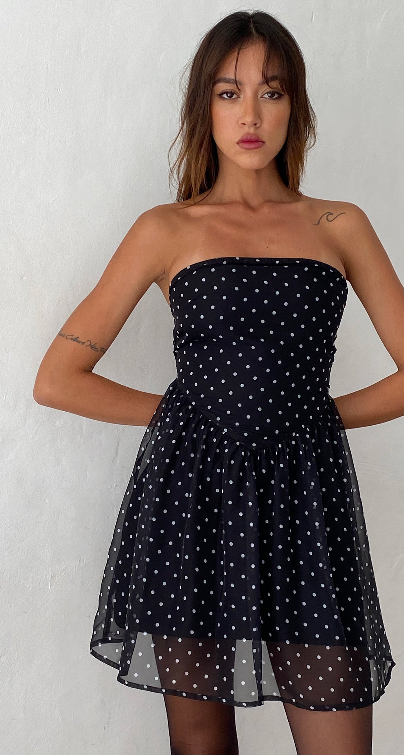 Black Chiffon Printed Mini Dress main image 1
