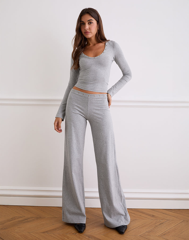 Grey Marl Low Rise Trousers | Dorala – motelrocks-com-us