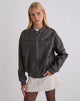 Image of Marco Distressed Bomber Jacket in PU Charcoal
