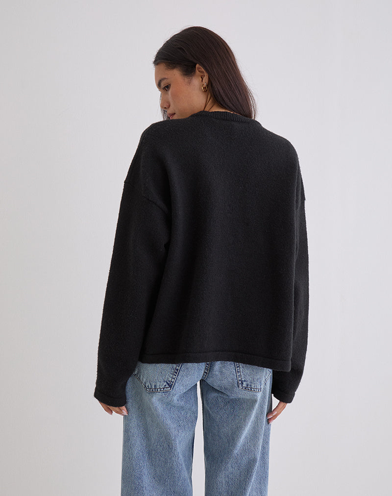 Black Loose Fit Cardigan | Maureen – motelrocks-com-us