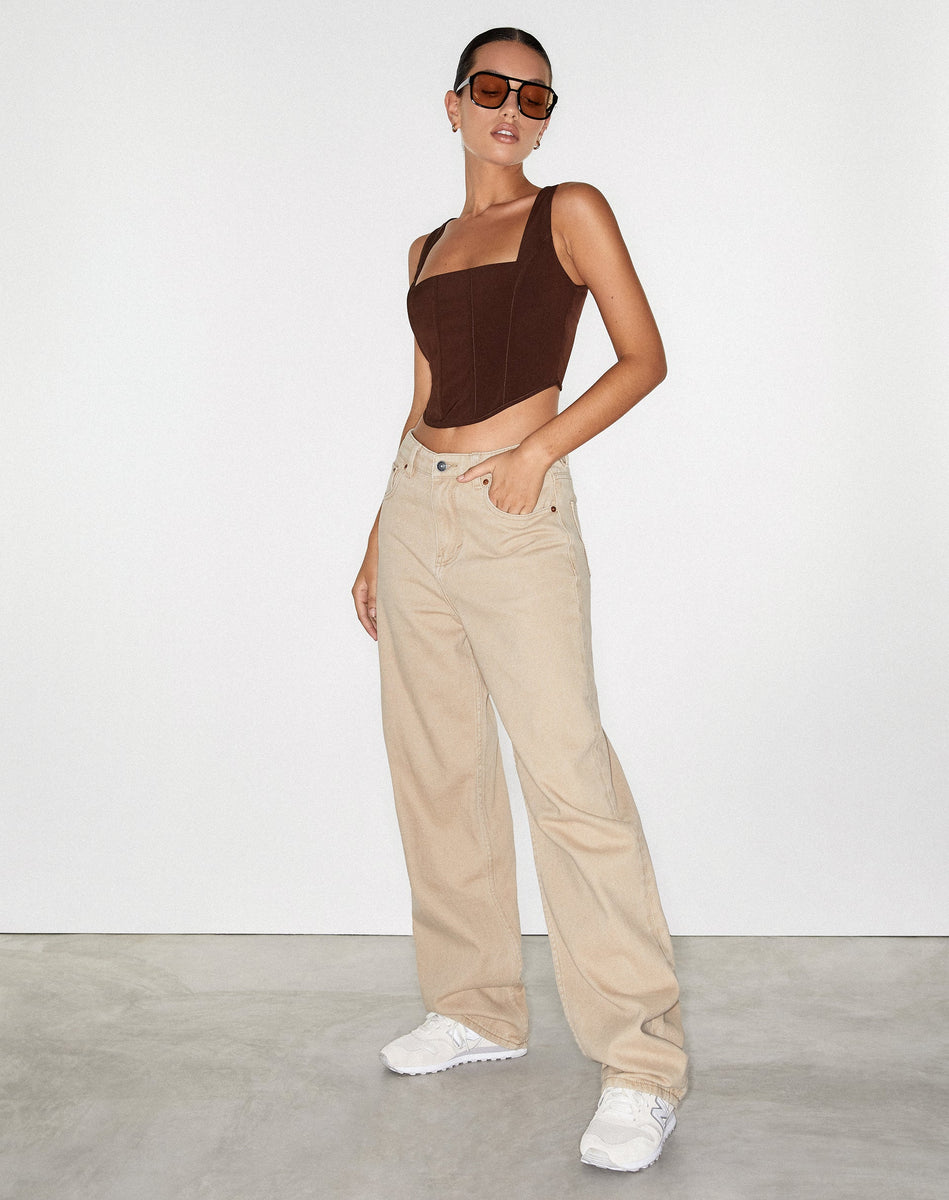 90's Wide Leg Light Brown Jeans | Parallel – motelrocks-com-us