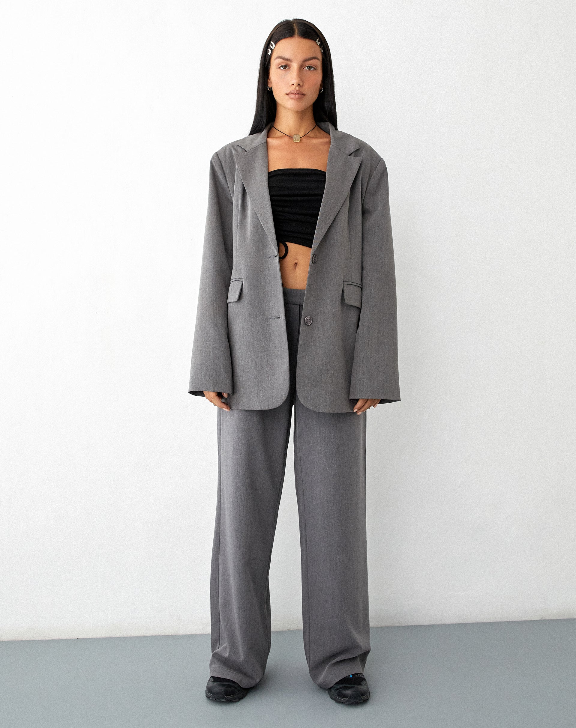 Organic Cotton Corset Blazer And Tailored Pants Suit